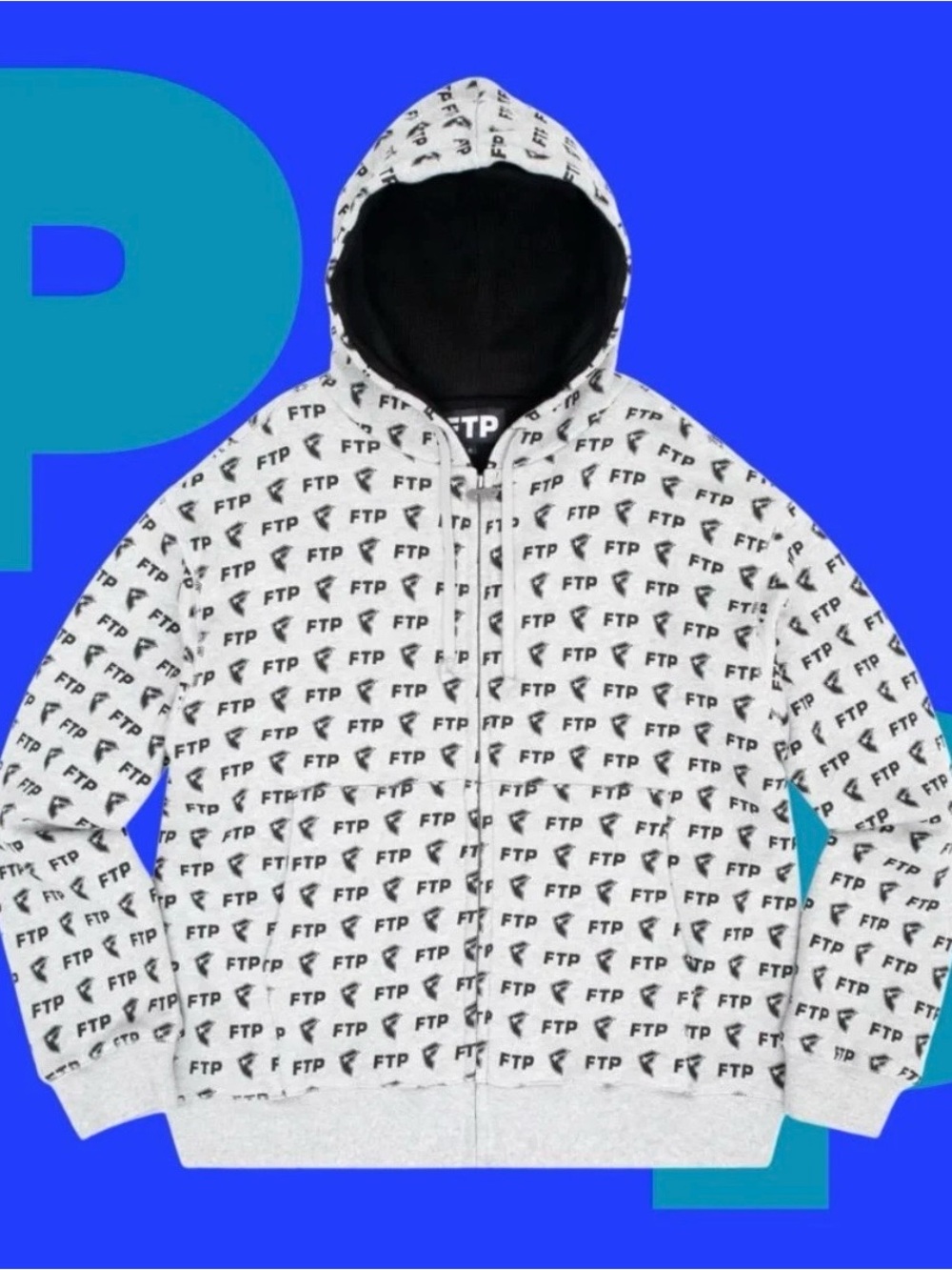 FTP x Famous All Over Logo Zip Hoodie (XX-Large)